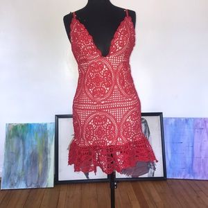 Lace detailed cocktail dress